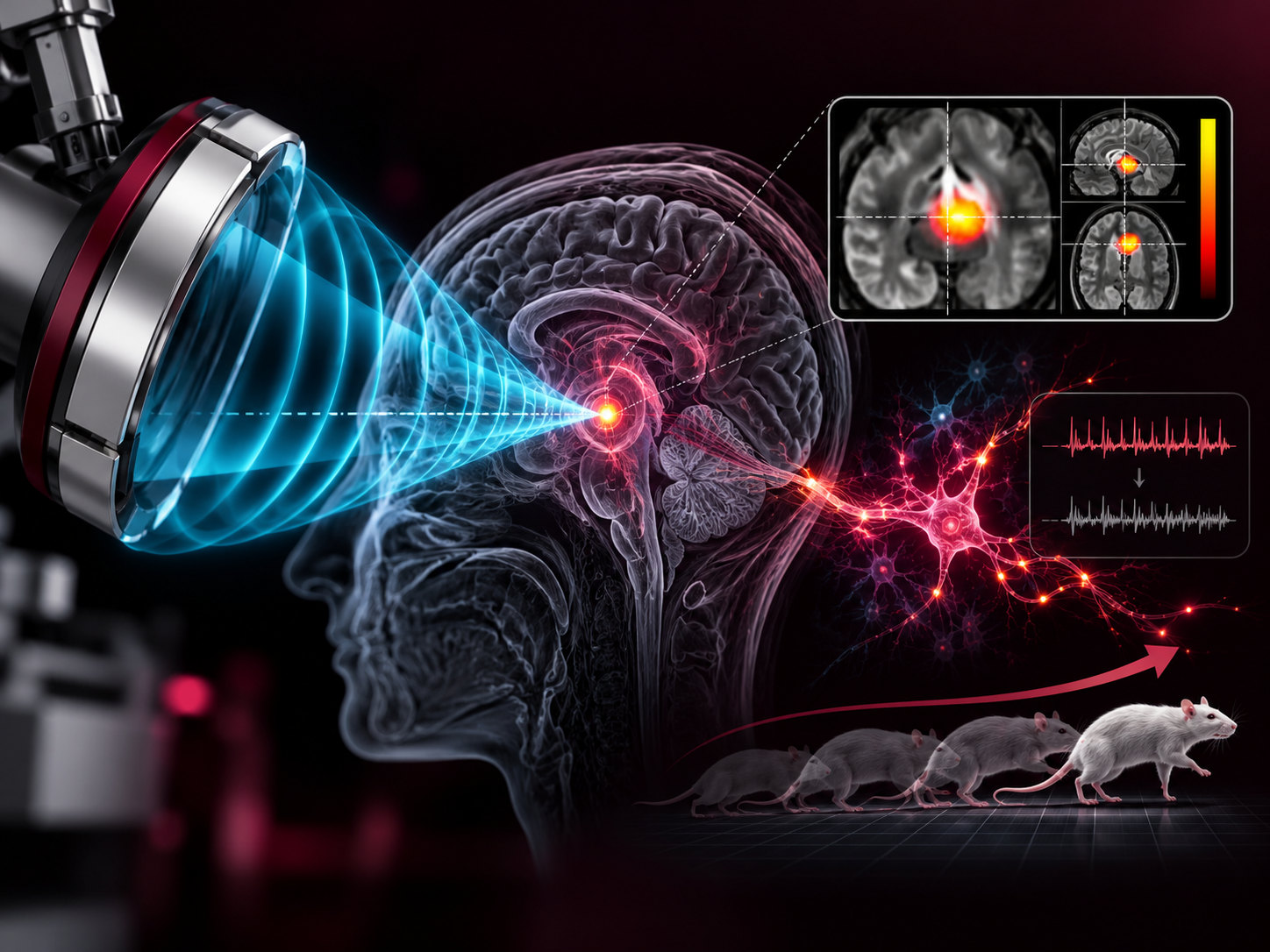 Conceptual focused ultrasound stimulation and therapy with quantitative biological response monitoring
